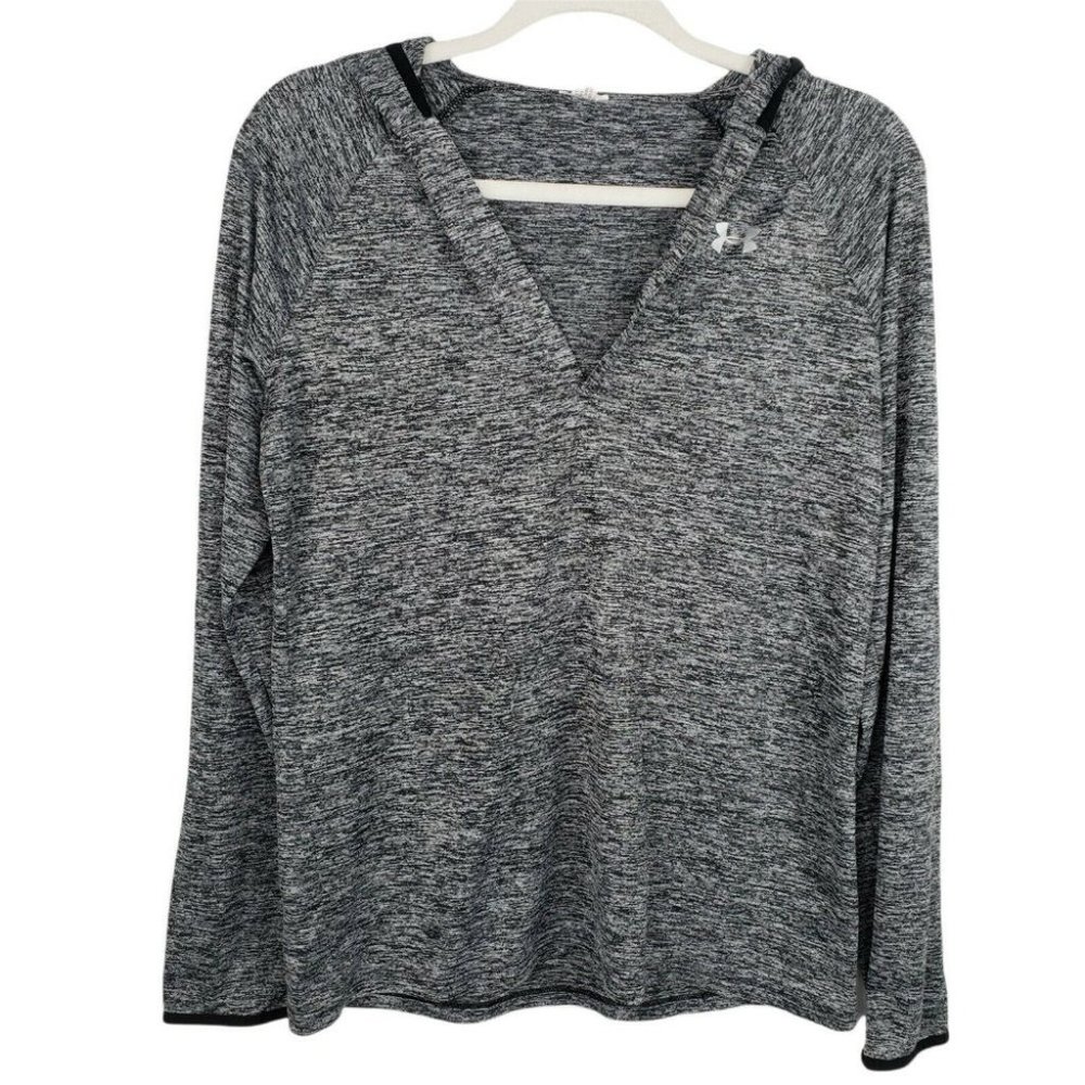 Under Armour UA Tech Long Sleeve Hooded Pullover Heather Gray Athletic Sz Small